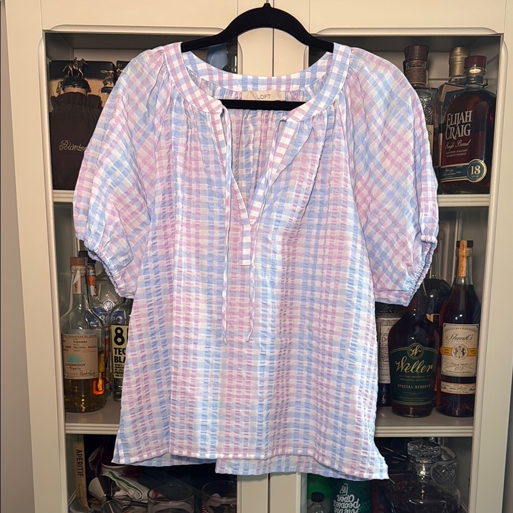LOFT Blue and Purple Relaxed Blouse